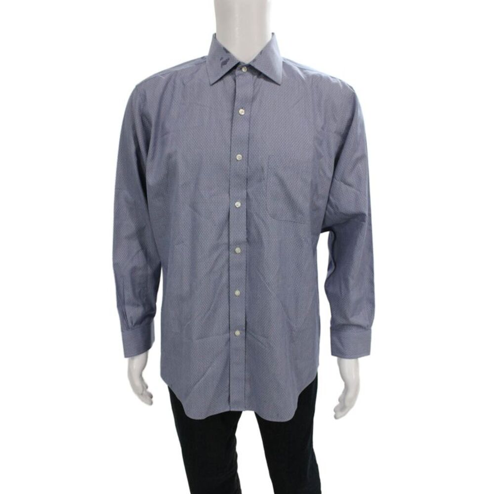Brooks Brothers Mens Floral Gray Dress Shirt Standard Cuff Size 16